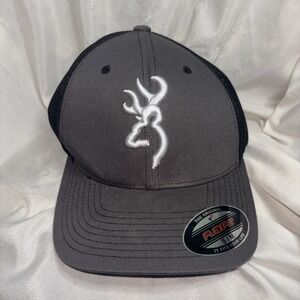 Browning Colstrip Mesh Flexfit Hat Charcoal Black‎ Buckmark Cap 308702892 S/M